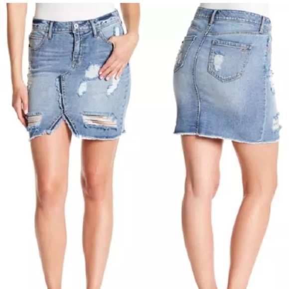 Jessica Simpson New Blue Jean Adorn High Rise Skirt 26 - Picture 1 of 6